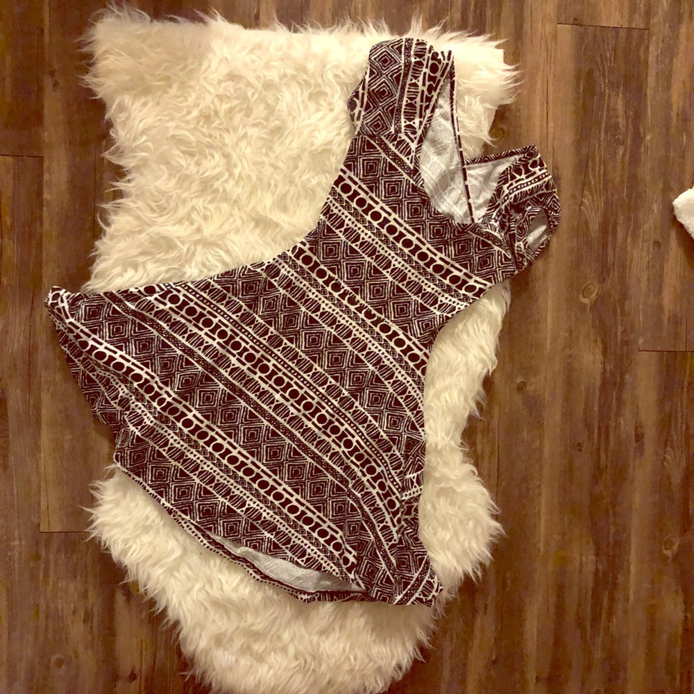 SOLD Black and white open back skater dress